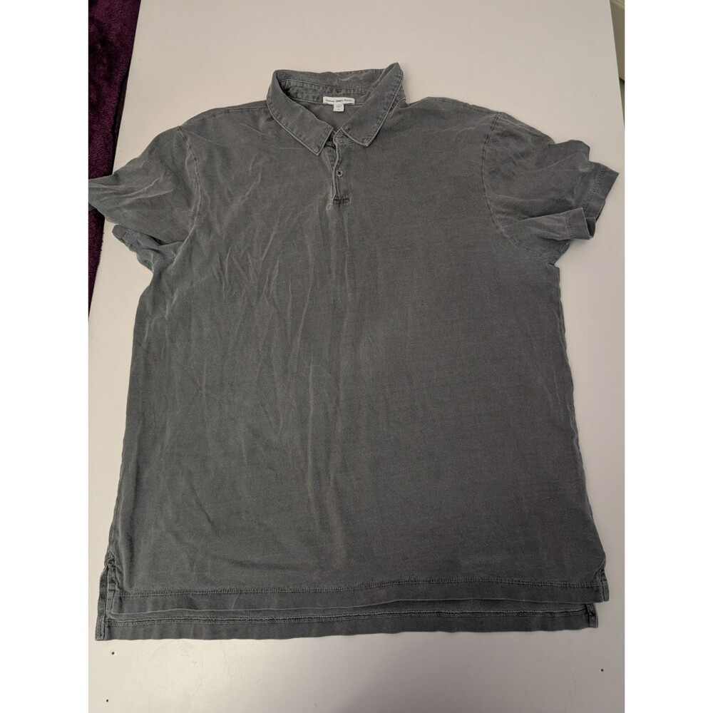 James Perse Sueded Jersey Polo Shirt Charcoal Gray Gray Size 4 XL MSX3337 USA